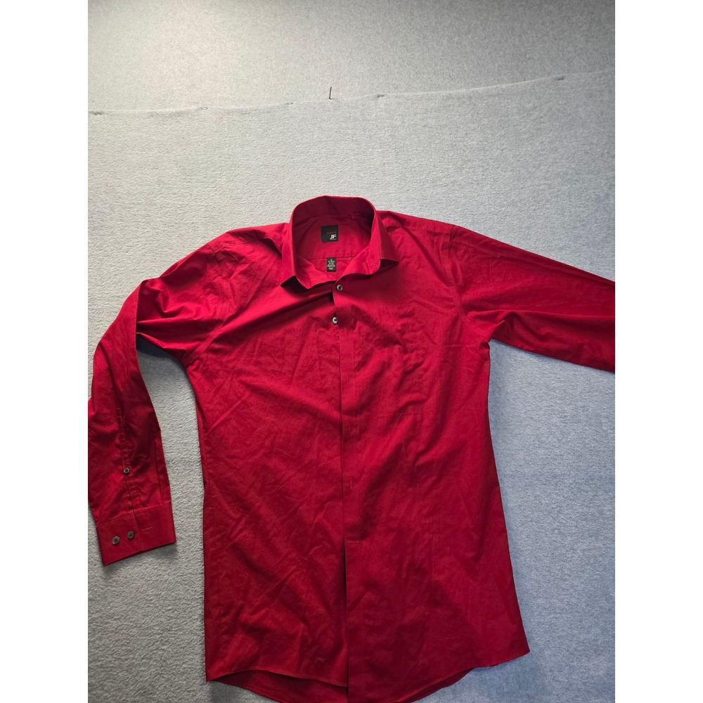 J. Ferrar Mens Modern Fit Red Long Sleeve Button Down Dress Shirt Size M 15-15.5